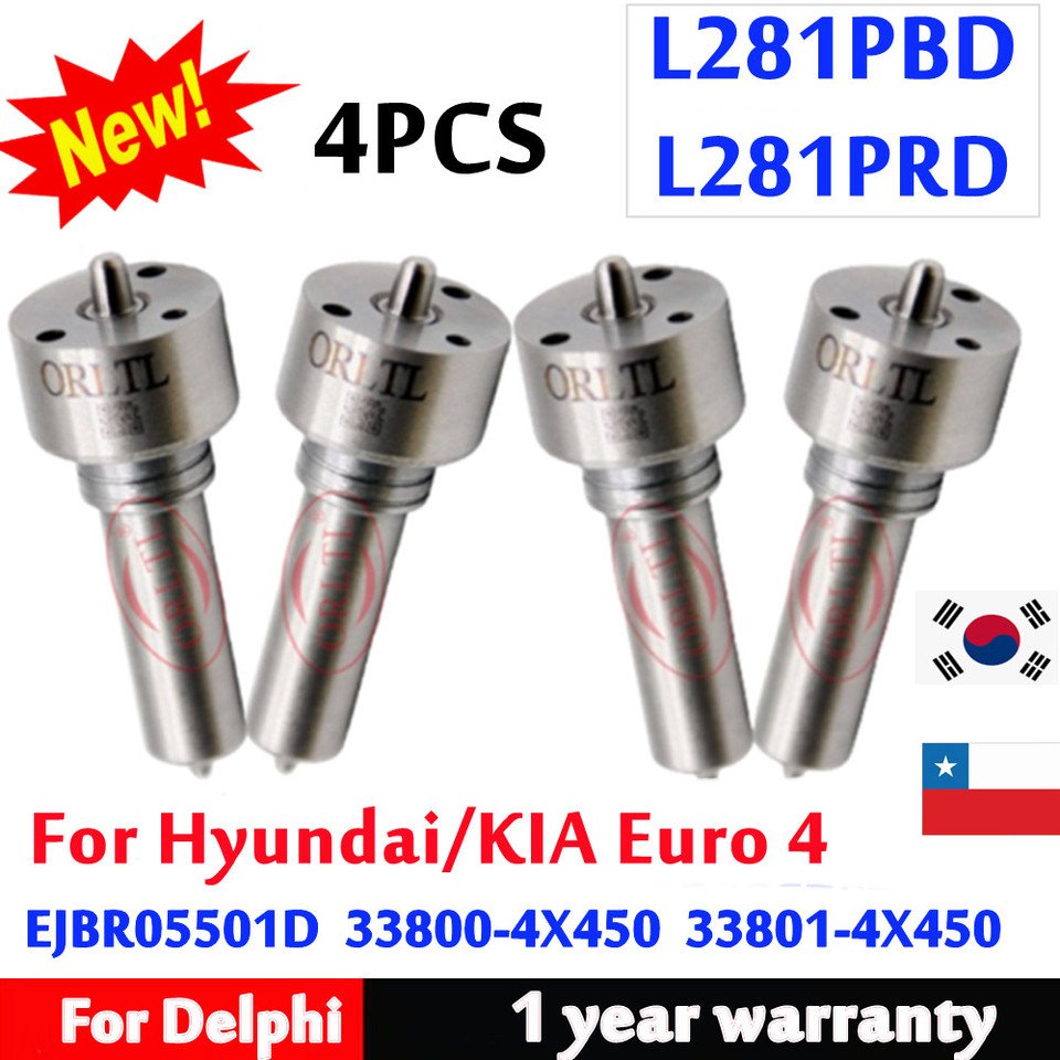 

4 шт./лот, форсунка L281PBD L281PRD для Delphi Hyundai EJBR05501D 33800-4X450 33801-4X450, горячая новая дизельная форсунка ORLTL