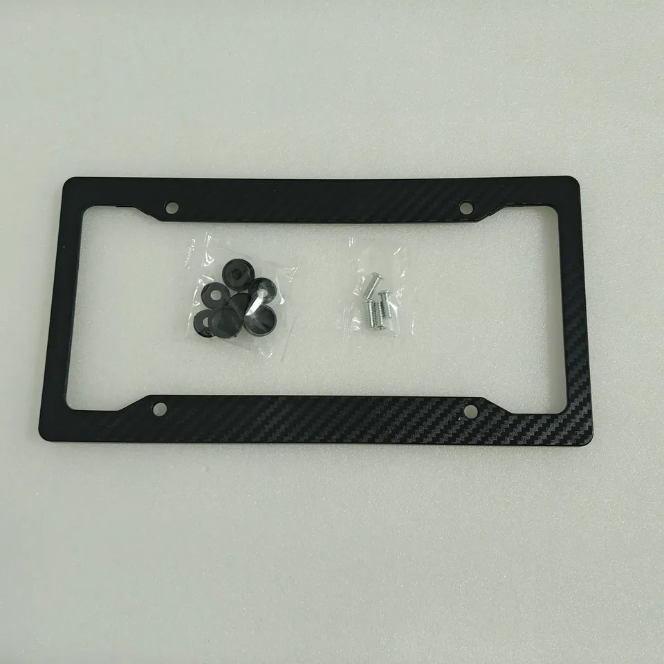 

2/1 комплект, рамка для номерного знака из углеродного волокна, черная пластиковая передняя и задняя крышка держателя автомобильной бирки с креплением, винтами