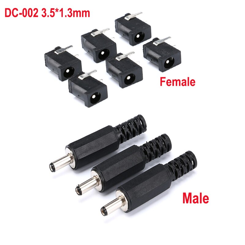 

Разъемы питания DC-002 3,5*1,3 мм, черные, 10 пар
