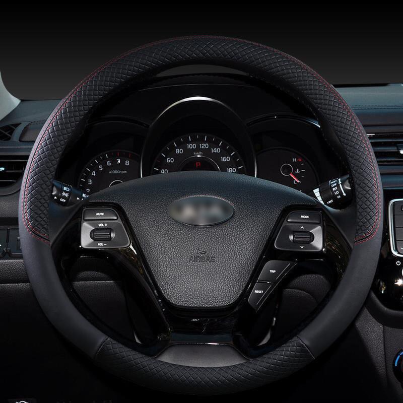 

Кожаная оплетка на руль для Kia Picanto Morning чехол рулевого колеса автомобиля, автомобильные аксессуары для интерьера