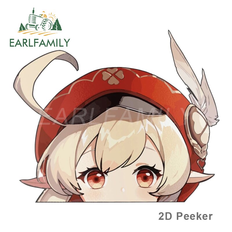 

EARLFAMILY 13 см x 9,7 см Автомобильная наклейка для Genshin Impact Klee Peeker Peek аниме виниловая наклейка s JDM на ствол