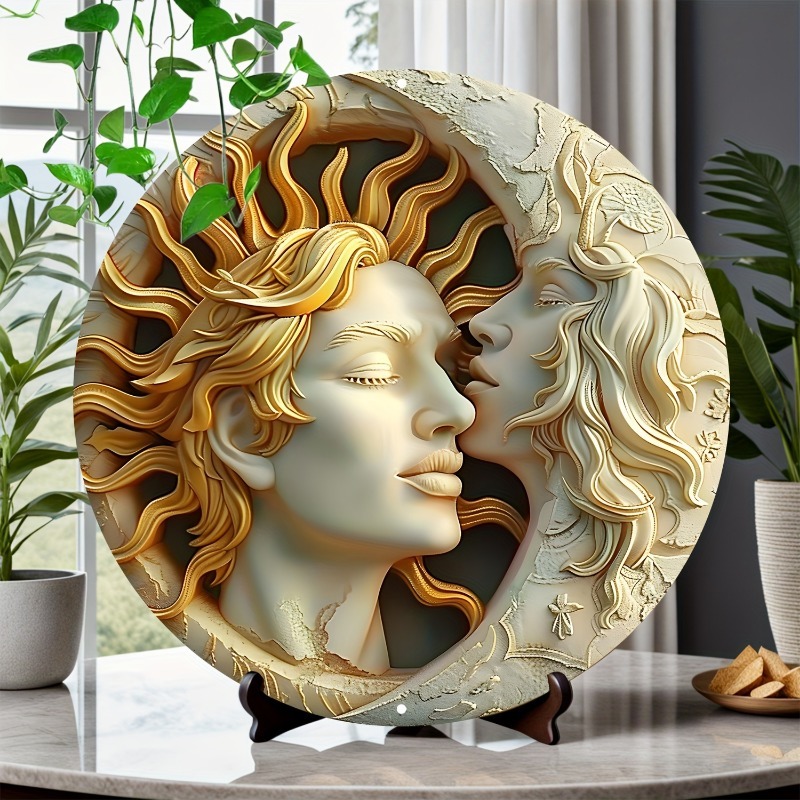 

Круглый алюминиевый настенный декор Sun Moon, устойчивый к атмосферным воздействиям металл с печатью высокой четкости, предварительно просверленный для легкого подвешивания
