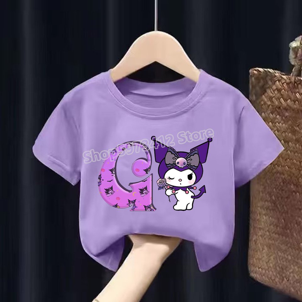 

Футболка Kuromi с героями мультфильмов, футболки с короткими рукавами и принтом Y2K, одежда с круглым вырезом, одежда для малышей, эксклюзивные топы, подарок на день рождения