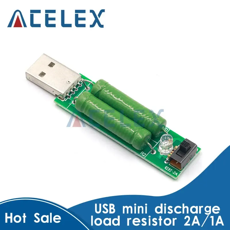 

Мини-резистор разрядной нагрузки USB 2A/1A с переключателем 1A зеленый светодиод, 2A красный светодиод