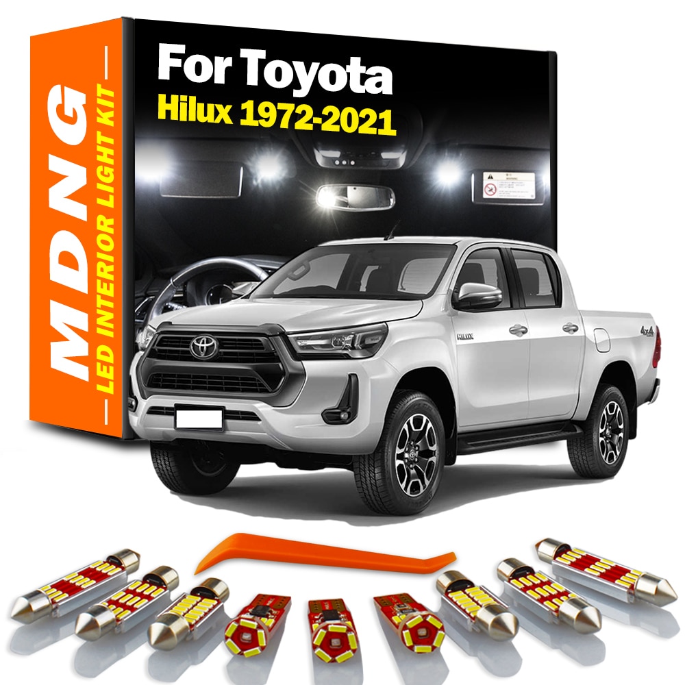 

MDNG Canbus LED Wewnętrzna kopuła Zestaw oświetlenia bagażnika do Toyoty Hilux 1972-2015 2016 2017 2018 2019 2020 2021 Bezbłędne żarówki samochodowe
