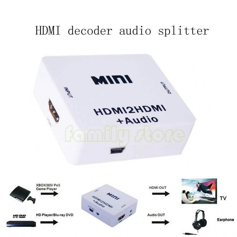 

Мини-HDMI-декодер с трещиновым выпуском, HDCP-протокол, цифро-аналоговый преобразователь сигнала, аудио-разветвитель