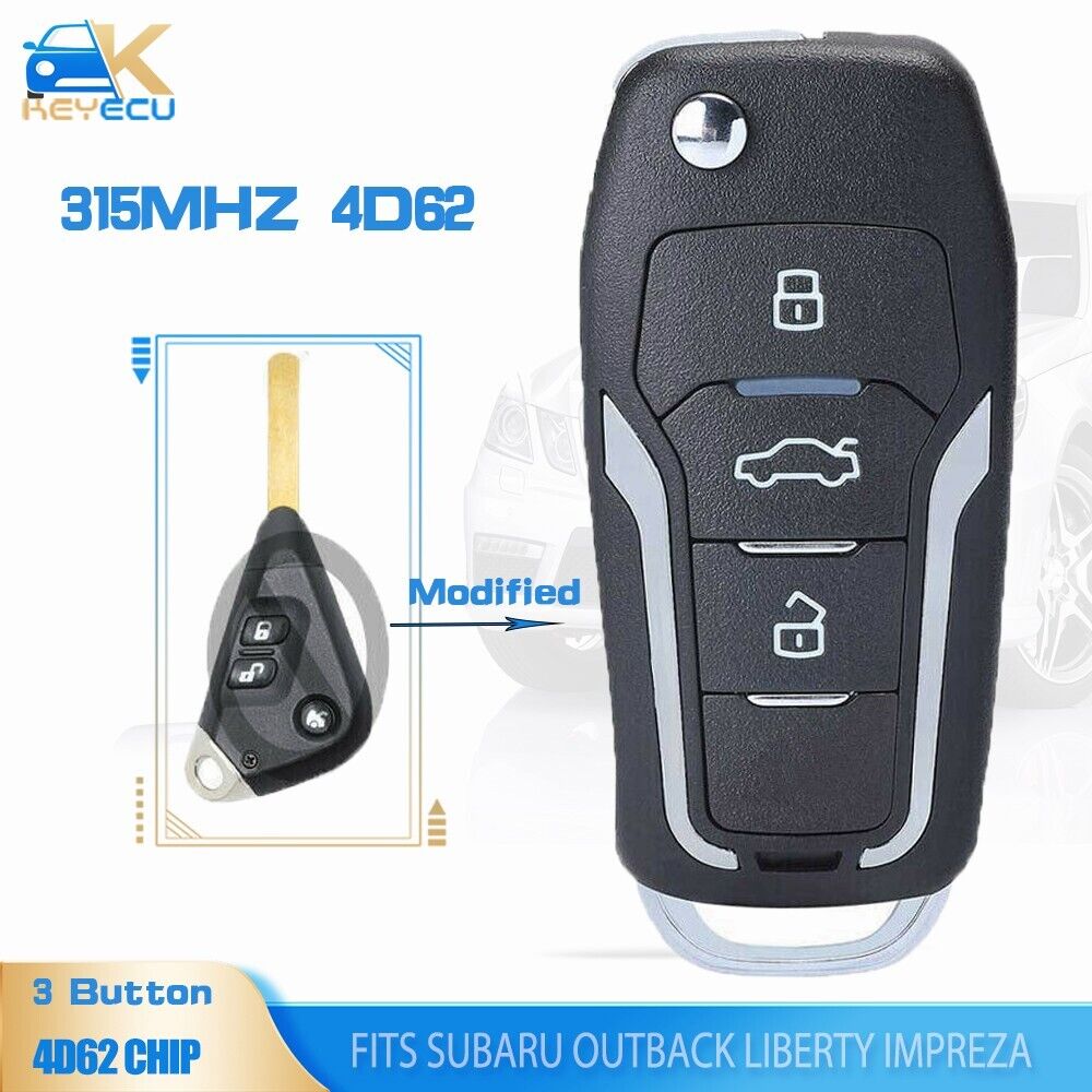 

Обновленная флип-карта KEYECU, 315/433, 92 МГц, 4D62, 3 кнопки для Subaru Outback Liberty Impreza WRX Forester 2003-2009