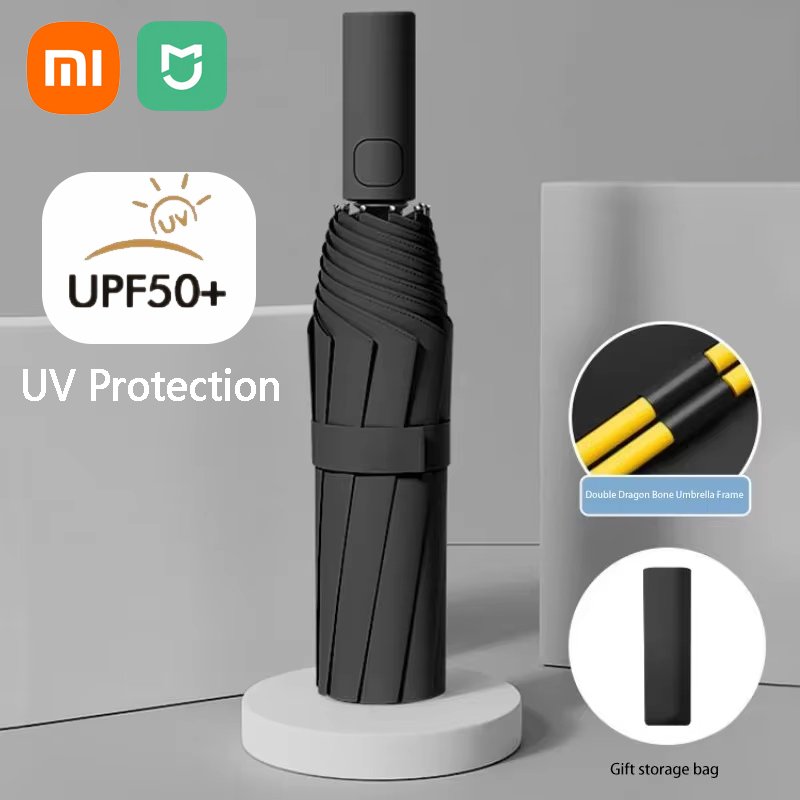 

Складной зонт Xiaomi, полностью автоматический, 24-костный черный зонт, светильник для защиты от солнца, УФ-лучей, защита от дождя, сильная устойчивость к ветру