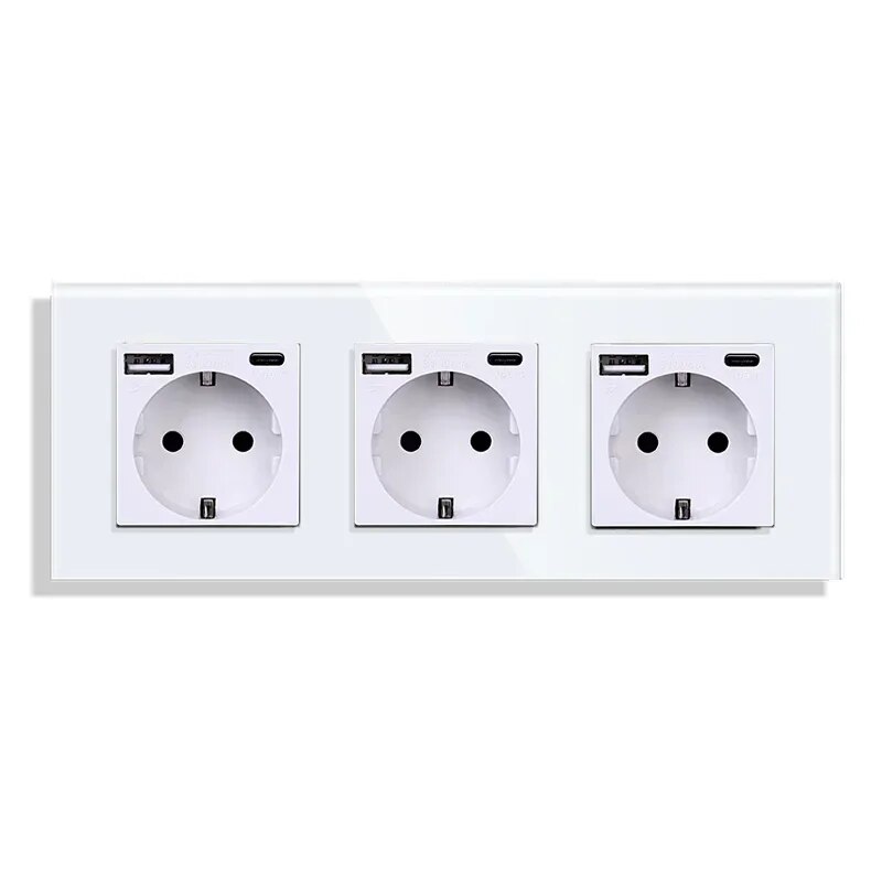 

Настенная розетка с USB-портом типа C и выходом с интерфейсом TV, интерфейсом CAT6