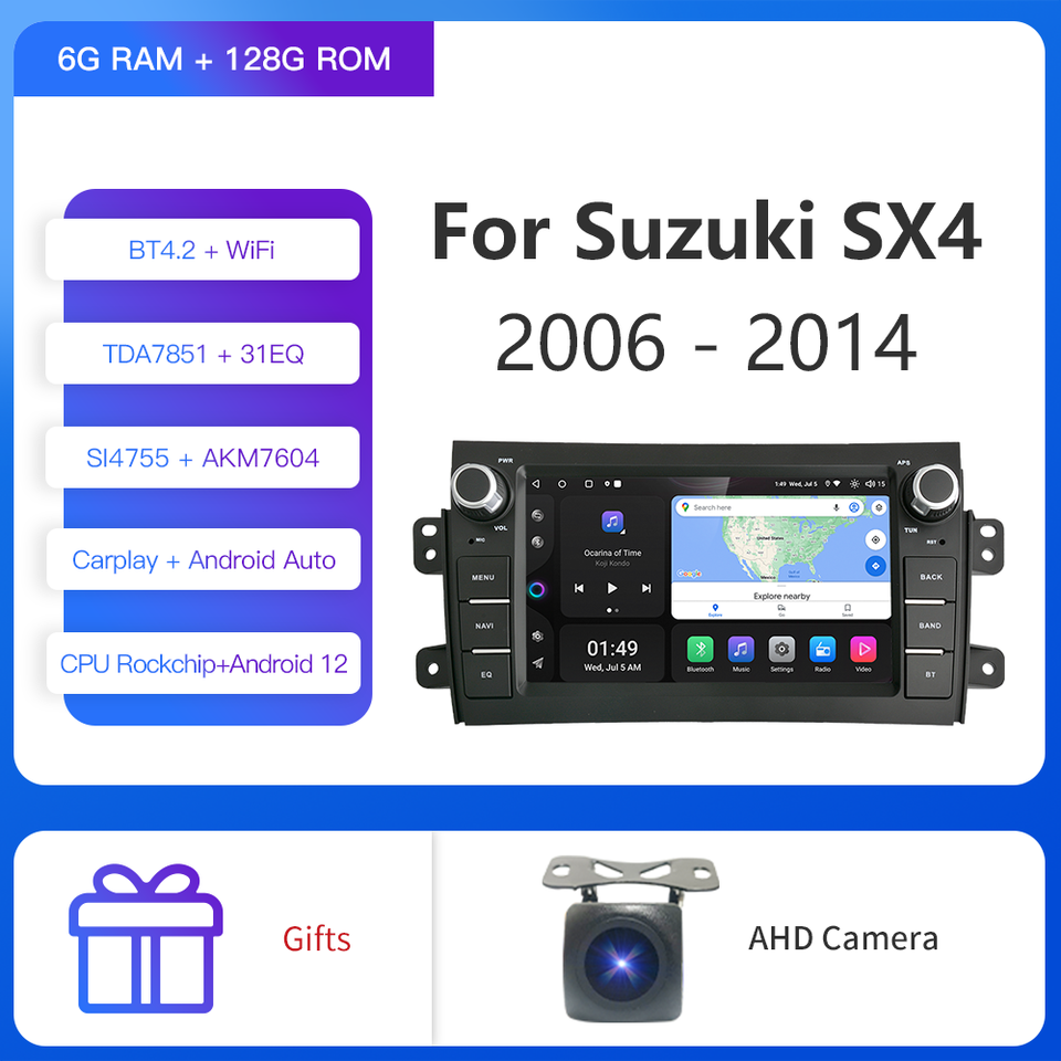 

Мультимедийная магнитола Kapud для Suzuki SX4 2006-2013 Fiat Sedici 2005-2014, 8 дюймов, Android 12