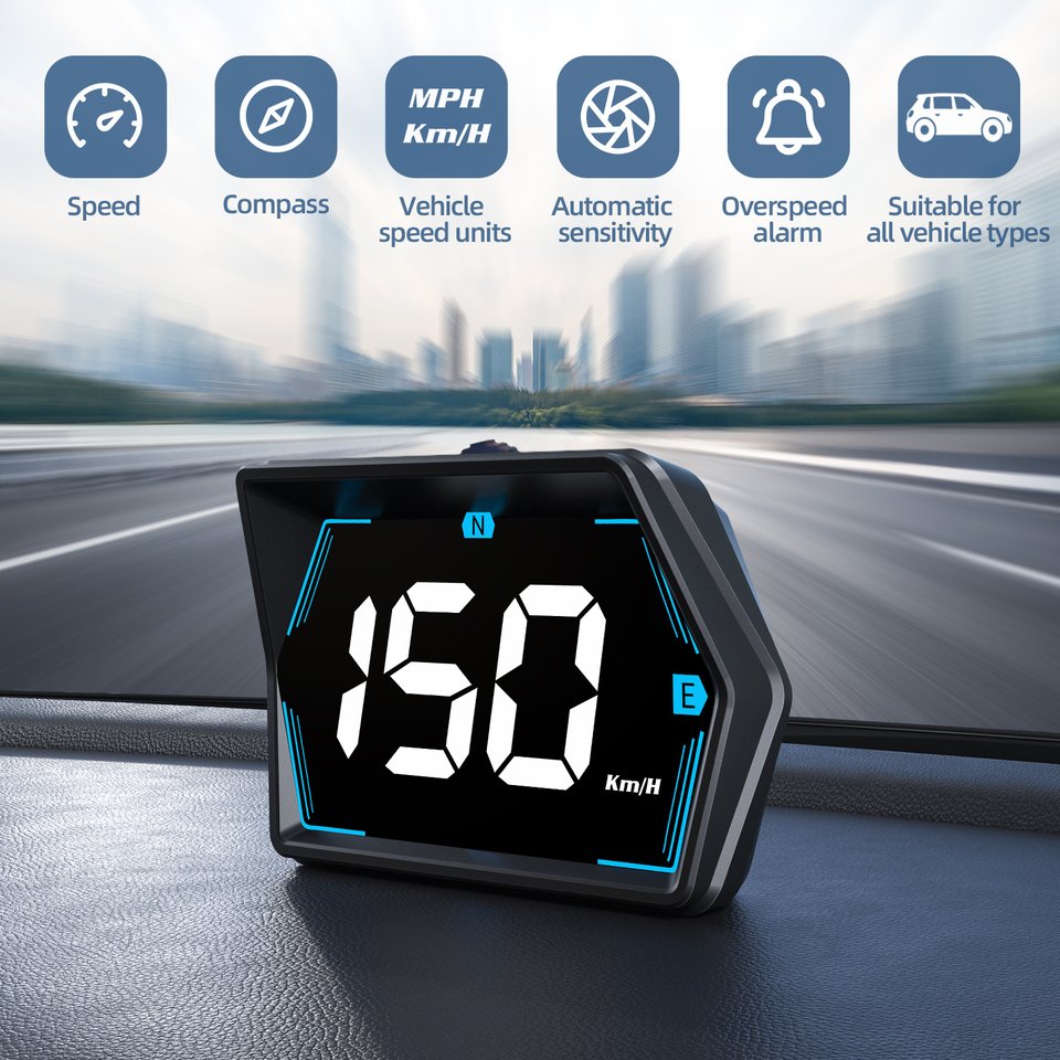 

GPS-дисплей HD G20 с большим шрифтом, цифровой спидометр для всех автомобилей, миль/ч, универсальный дисплей с креплением, компасом