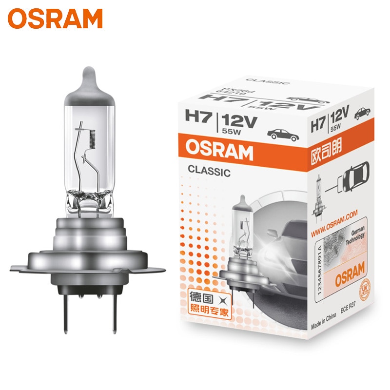 

OSRAM H7 Стандартная автомобильная галогенная фара Автомобильная лампа 3200K 12 В 55 Вт PX26d 64210 Оригинальная лампа OEM-качество (1 шт.)