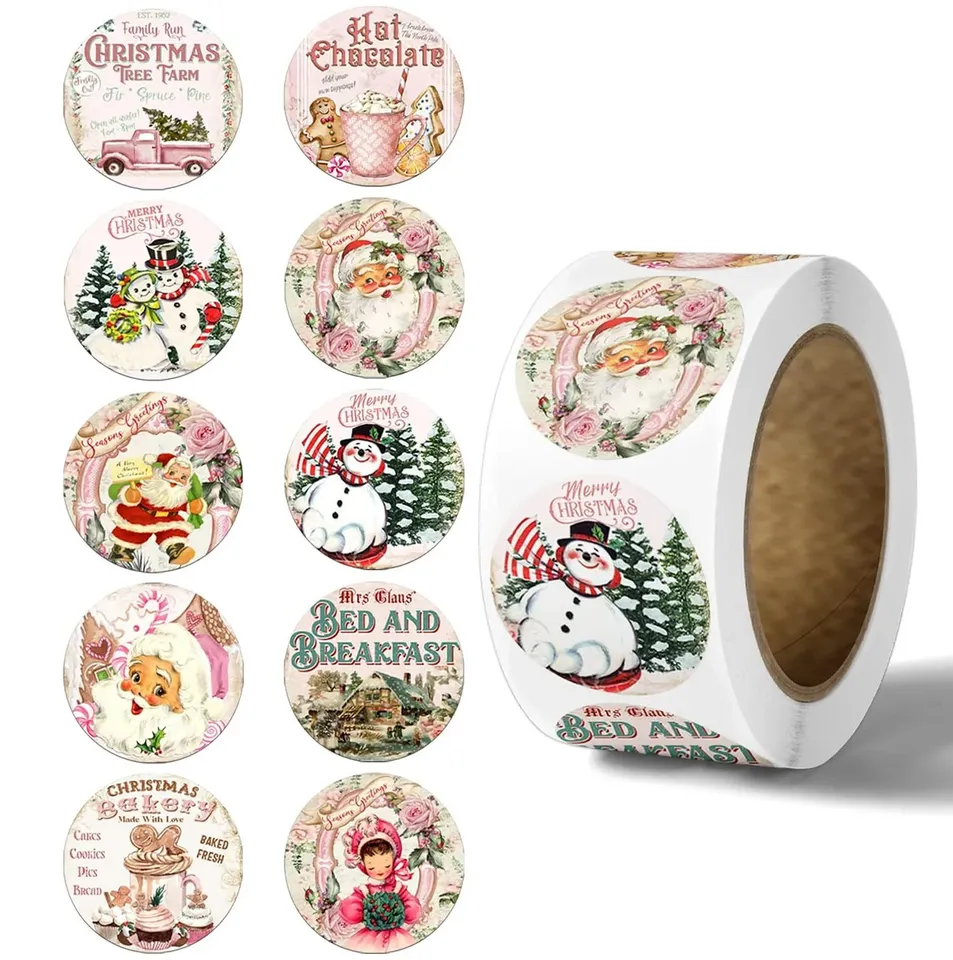 

Винтажные наклейки Merry Christmas
