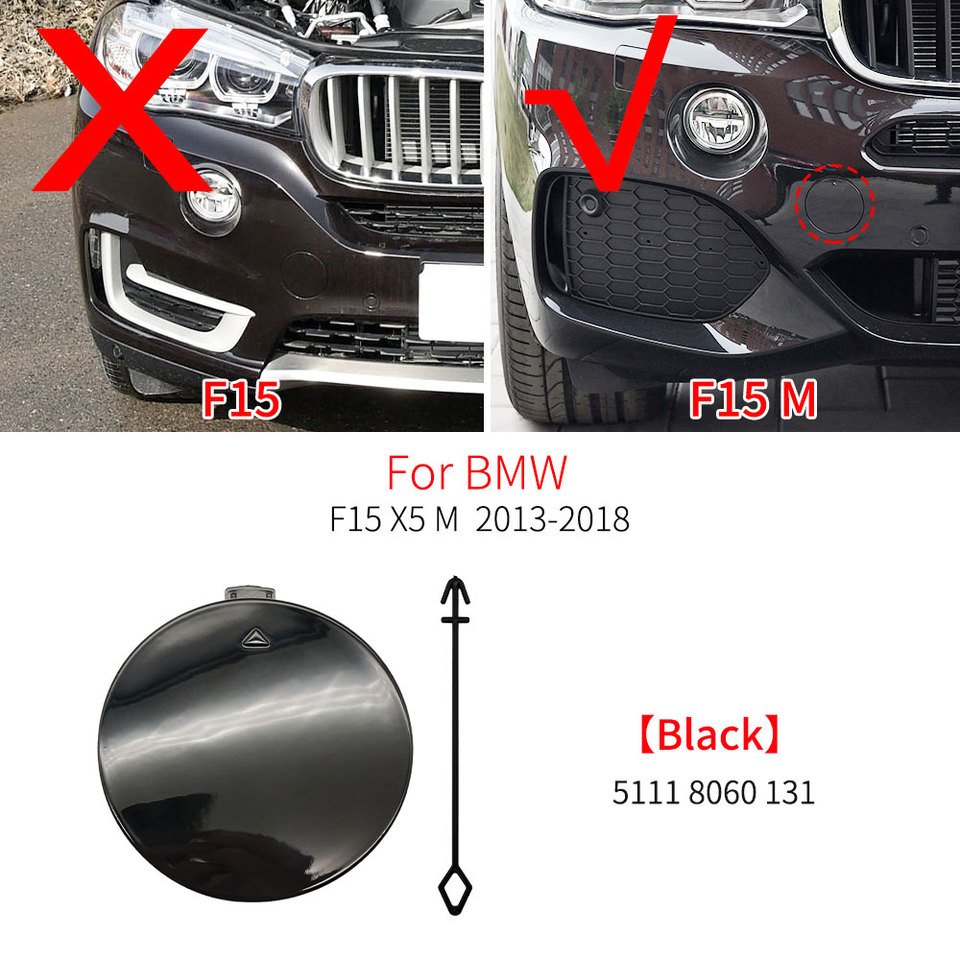

Для BMW F15 X5 M Sport 2014-2018 автомобильный передний бампер, крюк прицепа, буксировочная крышка, сменный аксессуар, черный, белый цвет 51118060131