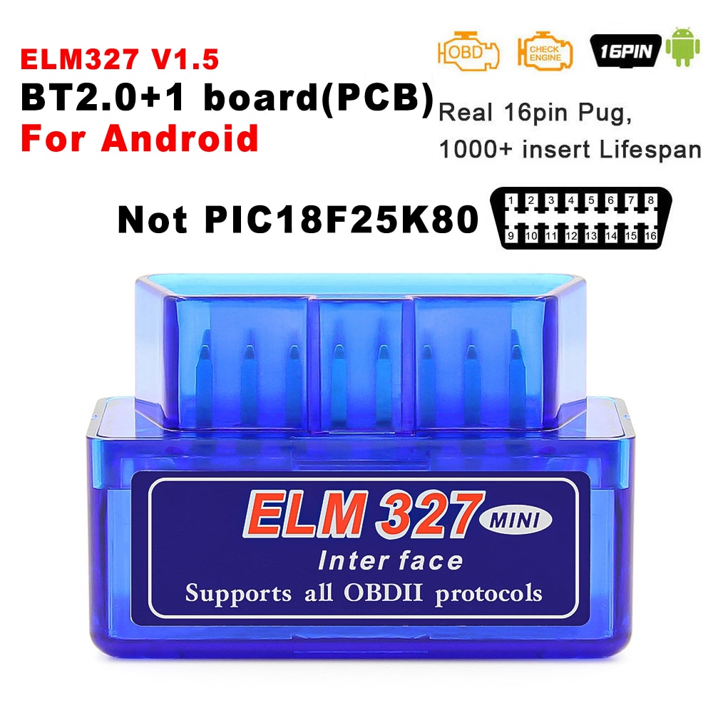 

Bluetooth-сканер для Android ELM327 V1.5 PIC18F25K80 OBD2, автомобильный инструмент ELM 327 в 1 5 OBD 2, считыватель кодов, автомобильный диагностический адаптер ODB2