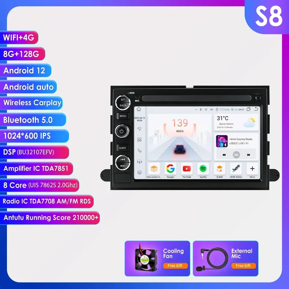 

Автомобильный радиоприемник 2Din AI Carplay Android для Ford F150 F250 F350 Escape Explorer Edge E150 Mustang GPS Мультимедийный плеер Octa Core 7862