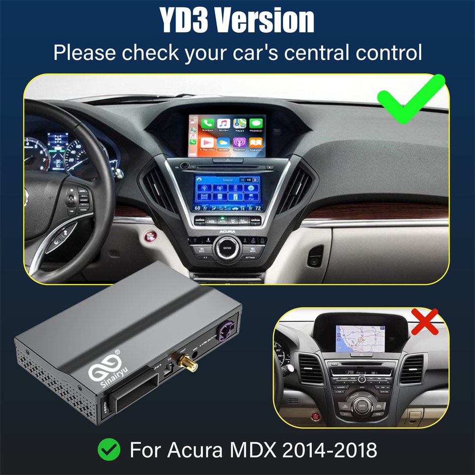 

Автомобильный Ai Box Беспроводной Apple Carplay Android Auto для Acura YD3 MDX RDX TLX ILX RLX Honda Odyssey Оригинальный экран с поддержкой зеркала