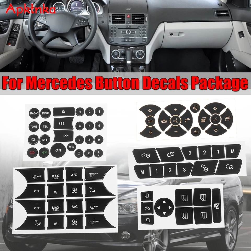 

Ремонтная наклейка на кнопки автомобиля, матовые наклейки для Mercedes Benz W204 C250 C350 E-Class ML GL GLK 2008 2009 2010 2011 2012 2013-14