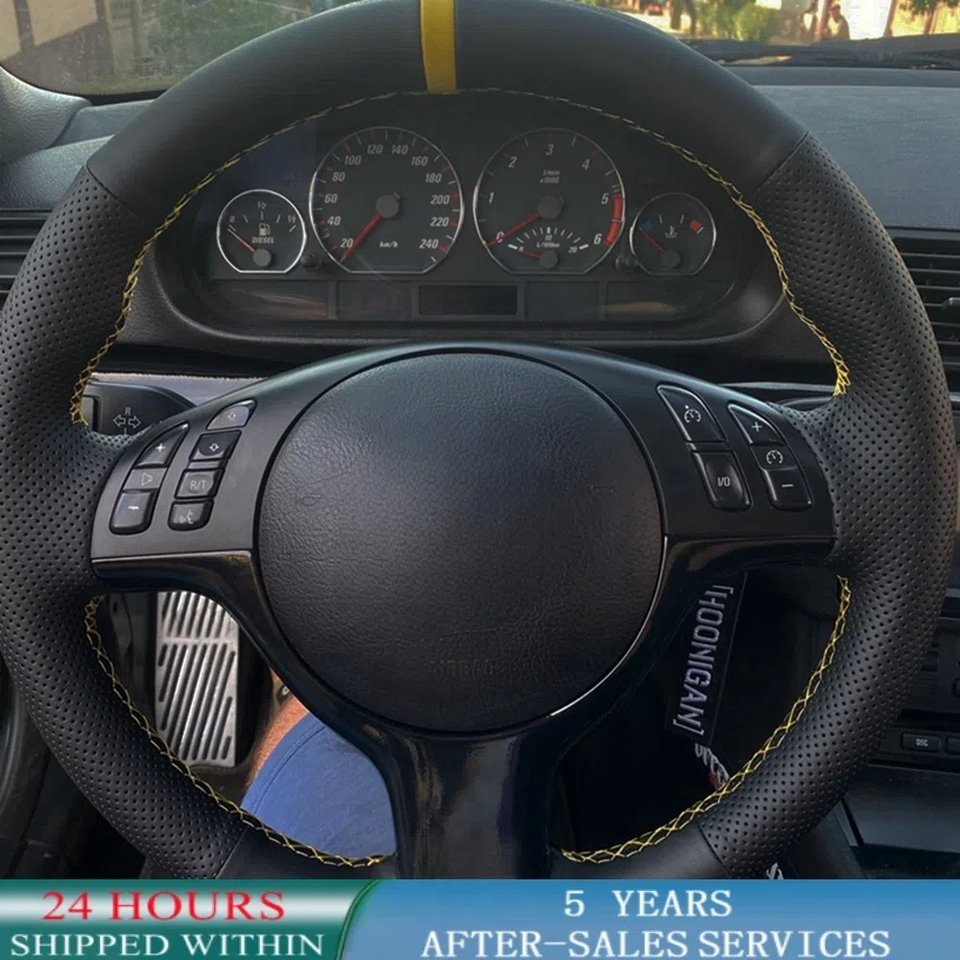 

Индивидуальный плетеный чехол на руль автомобиля Nappe Leather для BMW M Sport E46 330i 330Ci E39 540i 525i 530i M3 M5 Автомобильные аксессуары