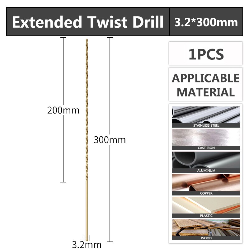 

Кобальтовые удлиненные спиральные сверла 2,5 мм, специально для металла, дерева, нержавеющей стали, сверла для глубоких отверстий-10 мм, HSS M35, полностью заземленные