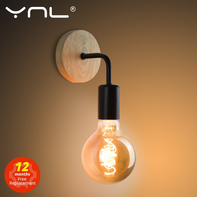 

Деревянный настенный светильник YNL винтажный E27
