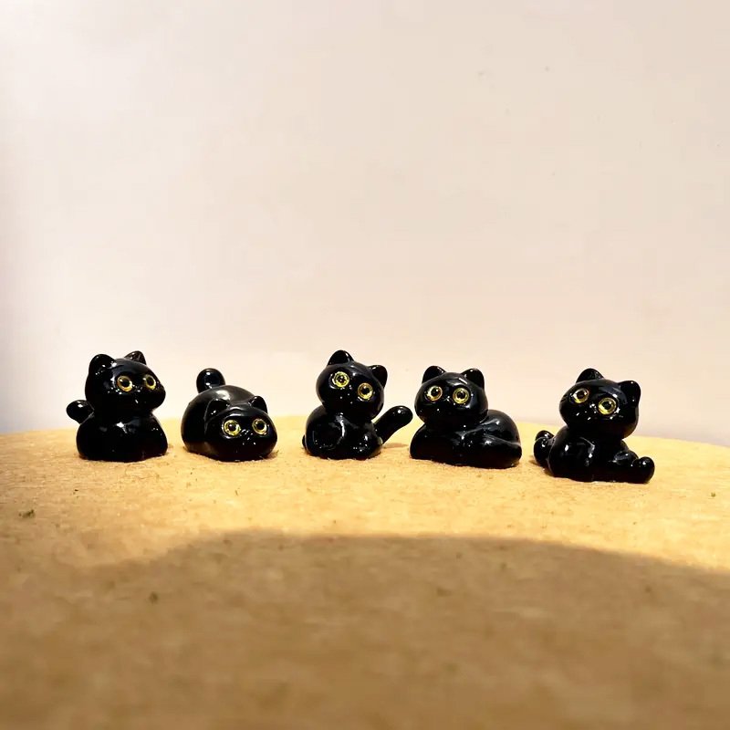 

5/10 шт. миниатюрные фигурки черного кота из смолы для домашнего декора, DIY микропейзаж, сказочный садовый орнамент, принадлежности