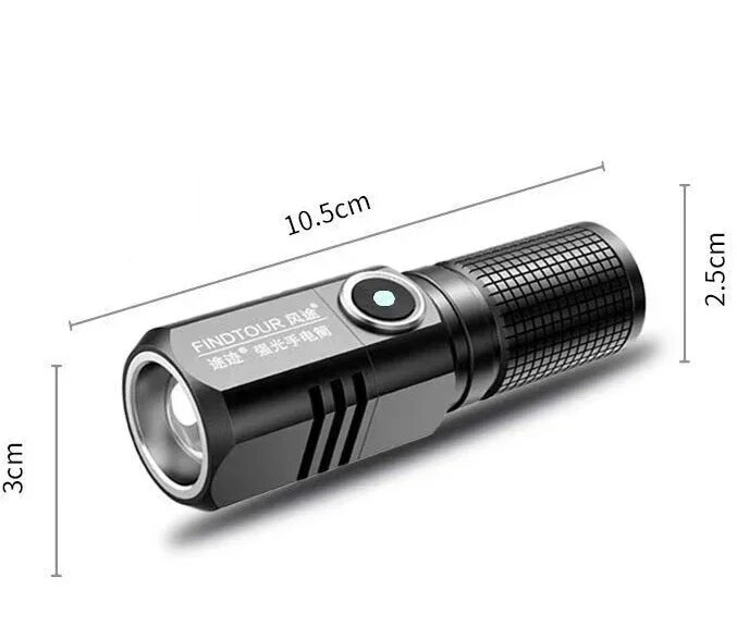 

Мини-фонарик XHP50 S-302 USB, алюминий, 3 режима