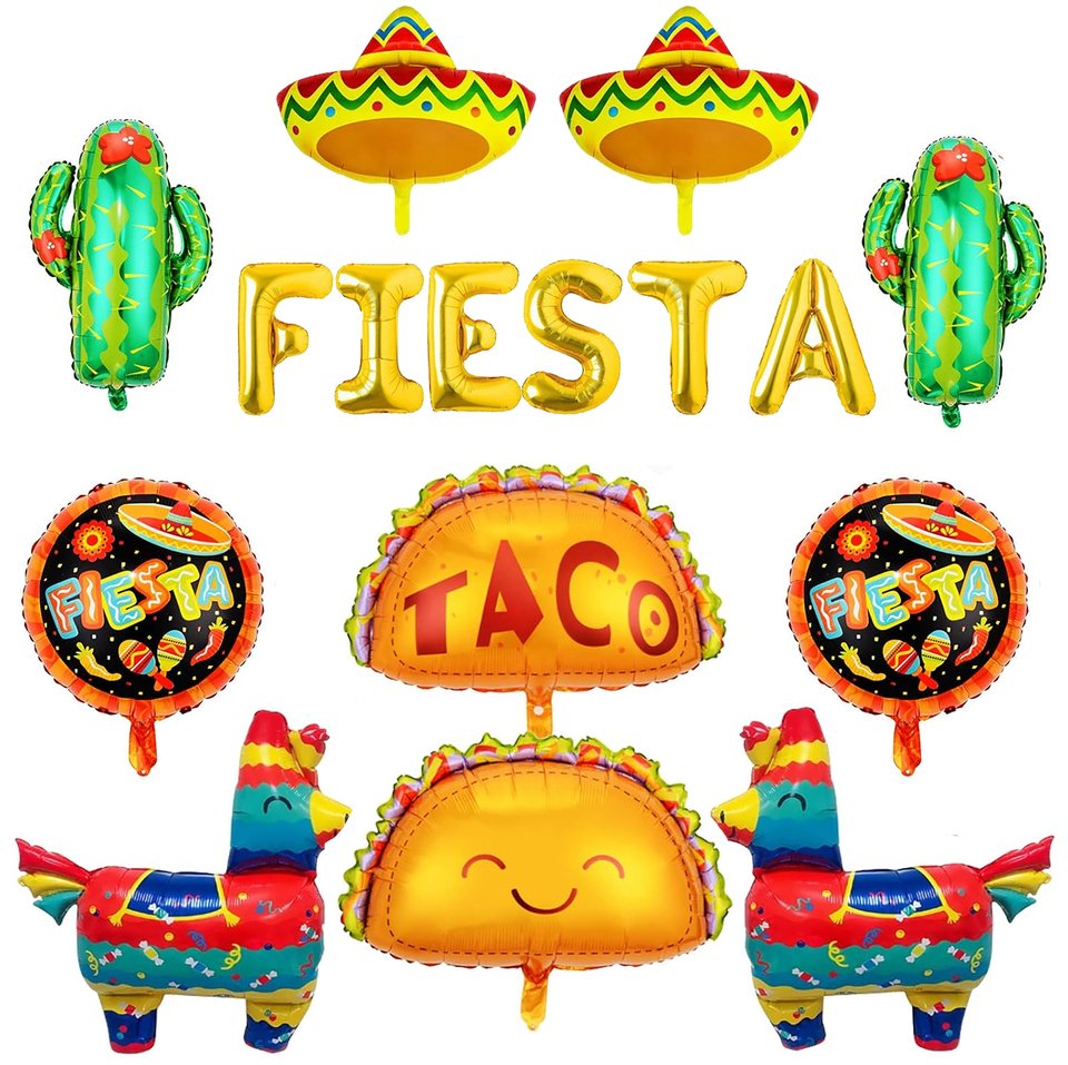 

Набор Из 16 Воздушных Шаров Fiesta, Тематические Мексиканские Украшения Для Вечеринок