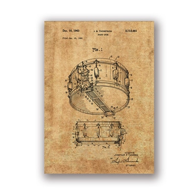 

Художественный плакат Snare Drum Patent Dyna Sonic Drummer aooins