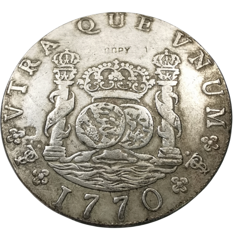 

Копия монеты Боливия 8 Реалес Карлос III сереброплатированная 1769/1770