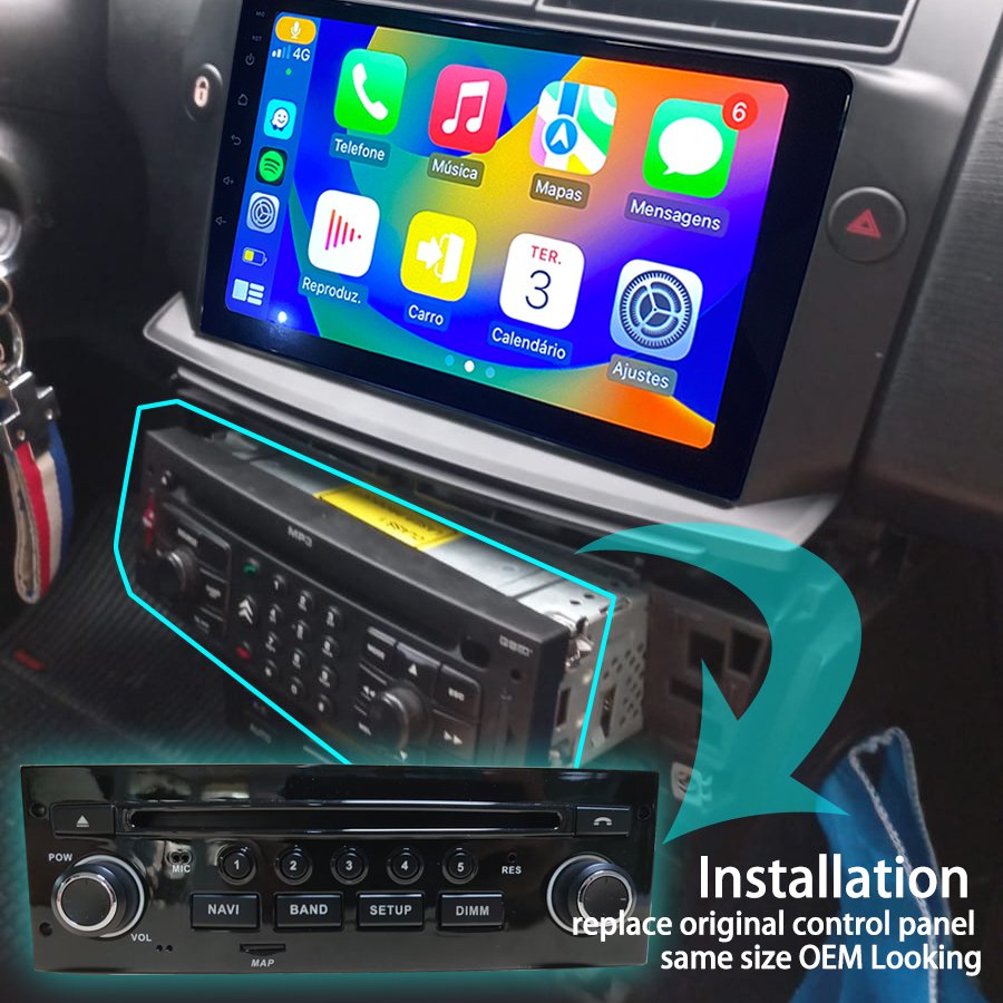 

Панель управления экраном Android в стиле OEM для PEUGEOT 207 207CC 2006-2015 для Citroen C4 C-Triomphe C-Quatre 2004-2011