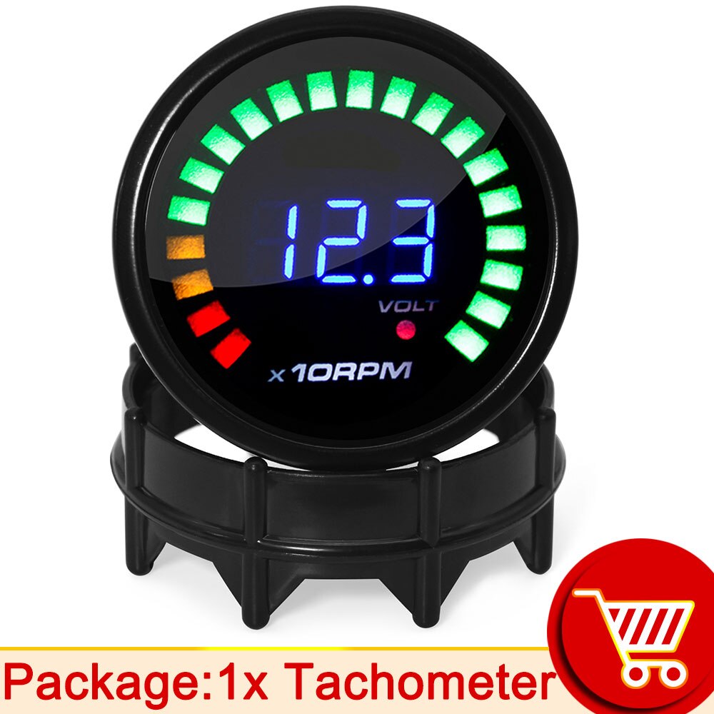 

Цифровой тахометр RPM 52 мм 12 В Автомобильный цифровой дымчатый тахометр 0 ~ 10000 об/мин 20 светодиодный дисплей Тахо автомобильный счетчик Tacometro