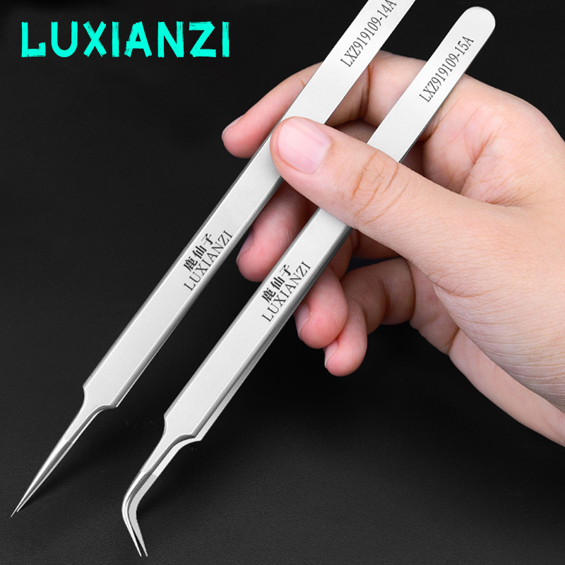 

LUXIANZI 0,01 м прецизионные пинцеты SMD электронные телефонные платы ремонт ручной инструмент изогнутый прямой наконечник нержавеющий пинцет