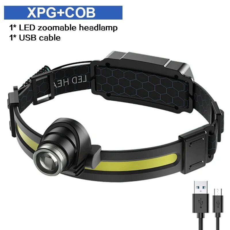 

Налобный фонарь XPE+COB 3600 мАч