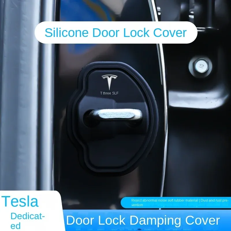 

Подходит для автомобильных дверных замков Tesla ModelY3X, пряжки для дверных замков, защитные чехлы для амортизаторов, модифицированные декоративные наклейки