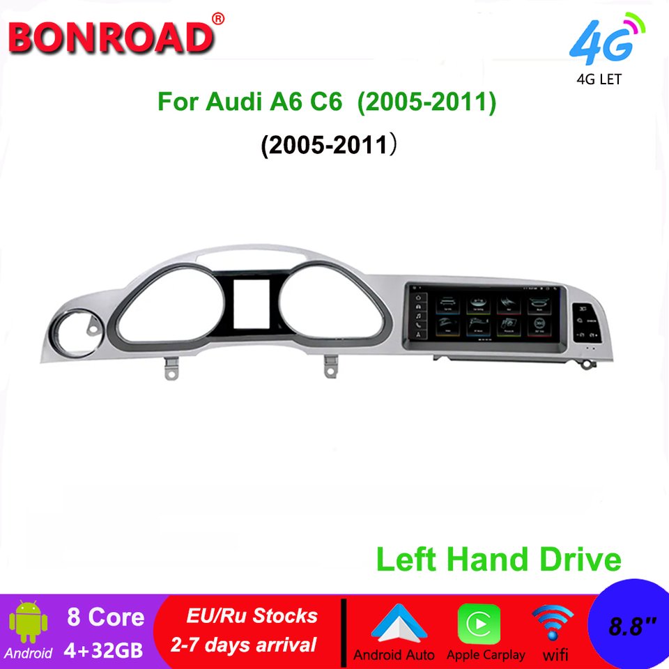 

Bonroad 8,8 ''Android 12 Автомобильный мультимедийный плательщик для Audi A6 C6 2005-2012 MMI 2G 3G GPS автомобильное радио 4G Wifi Carplay монитор DSP
