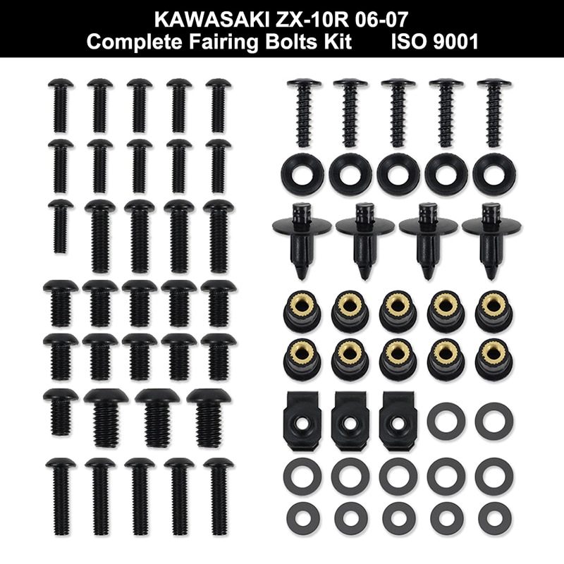 

Подходит для Kawasaki ZX10R ZX-10R 2006 2007, полный комплект болтов для обтекателя мотоцикла, зажим для обтекателя, винт для корпуса, гайка скорости, нержавеющая сталь