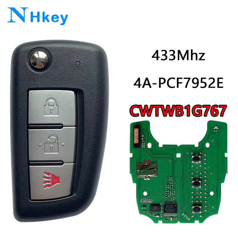 

NHkey CWTWB1G767 3 кнопки 433 МГц 4A PCF7952E откидной дистанционный ключ для Nissan Qashqai J11 Pulsar C13 Juke F15 X-Trail T32 Micra