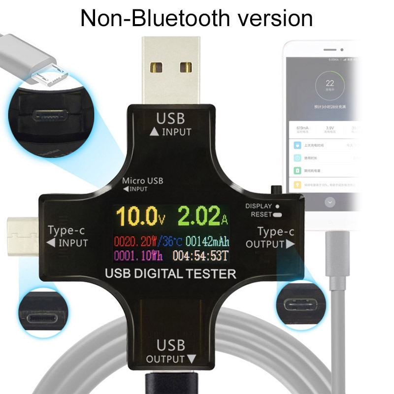 

Тестер J7-C с цветным экраном USB измеритель напряжения и тока Type-C PD тестер измеритель мощности Bluetooth версия связи