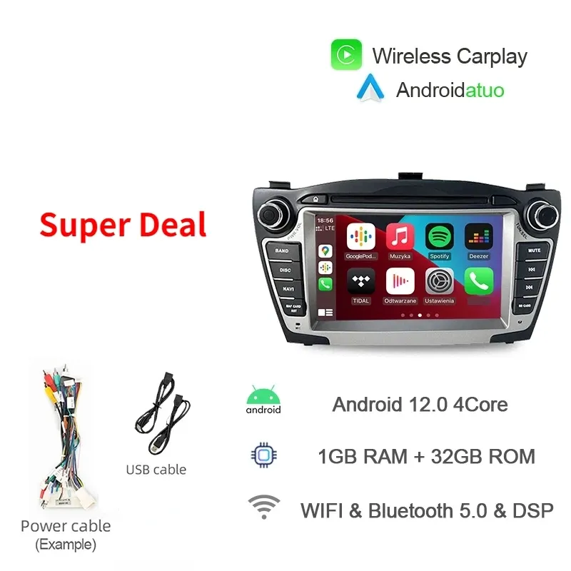 

Carplay 8G + 256G Auto Android 13, автомобильный радиоприемник, GPS-плеер, Carplay-навигация, Bluetooth 4G LTE, Wi-Fi для Hyundai Tucson IX35 2009-2015