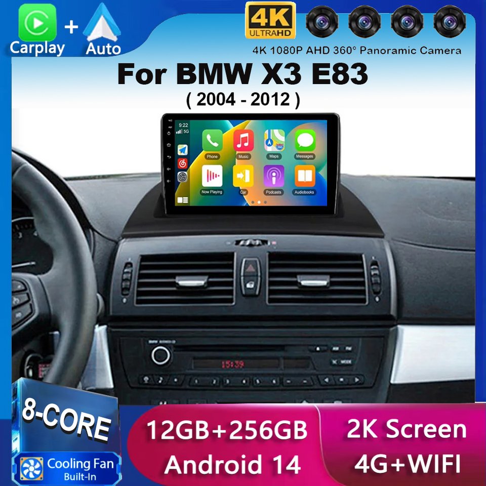 

Автомагнитола Carplay для BMW, мультимедийный стерео видеоплеер с GPS, 4G, Wi-Fi, Android 14, для BMW X3, E83, 2004, 2005-2007, 2009-2010, 2011, 2012