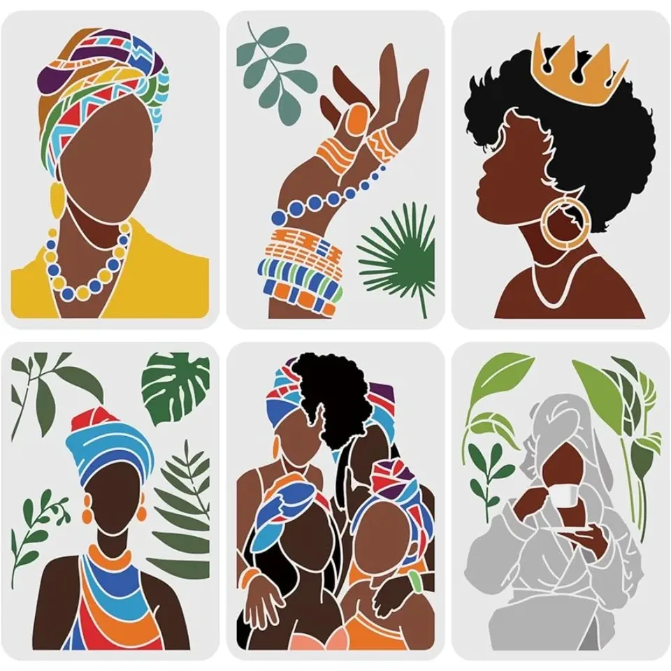 

Пластиковые трафареты african tribal women Beebeecraft 6 шт