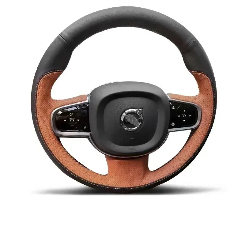 

Натуральная кожа для Volvo XC90 XC60 XC40 V90 S90 S60, чехол на руль автомобиля с ручным шитьем, защита внутренних автомобильных аксессуаров, черный