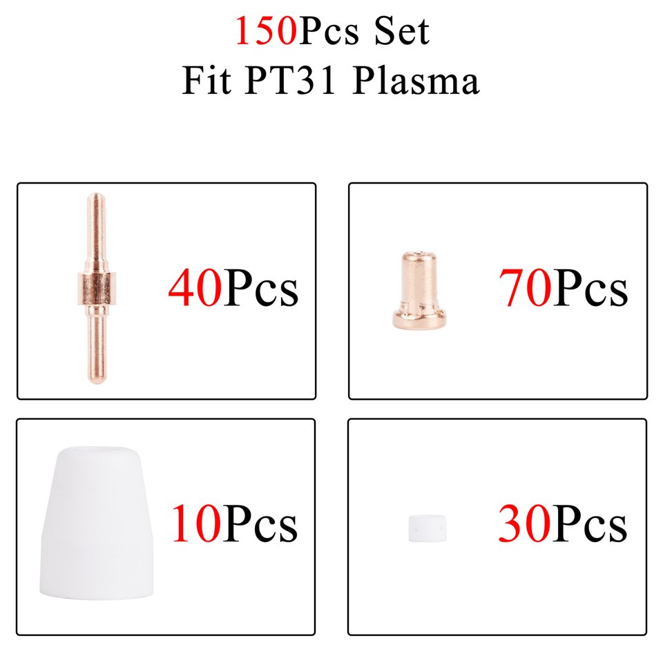 

30/50/100/150/250 шт. расходные материалы для плазменной резки PT31 LG40 (стандарт) подходят для PT-31 CUT40 HYC45D HYC50D CUT50 PLC50D HYC410