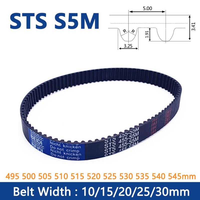 

Резиновый Ремень ГРМ STS S5M, длина 495 500 505 510 515 520 525 530 535 540 545 мм, ширина 10 15 20 25 30 мм, петля, синхронный ремень, 1 шт.