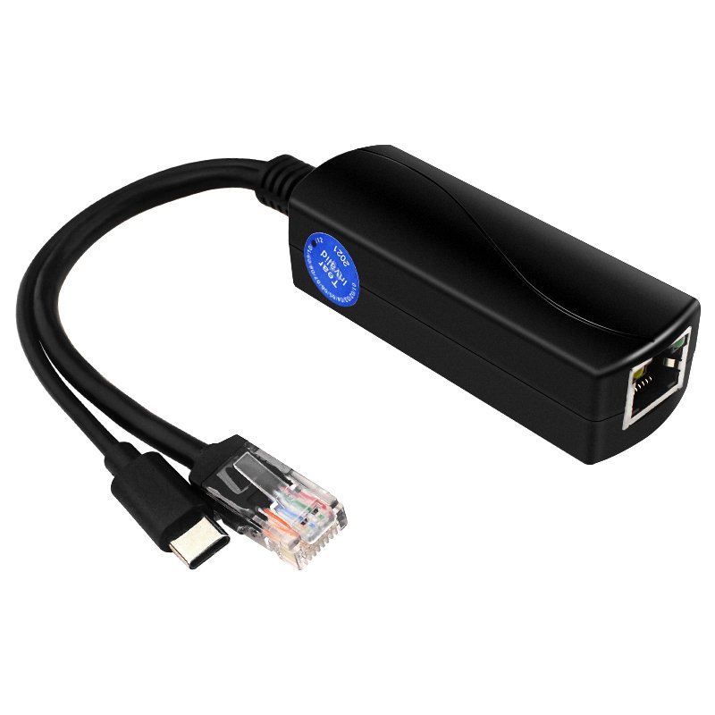 

Разветвитель PoE Raspberry Pi 5 5 В, 4 А, 10/100/1000 МБ, сетевой гигабитный IEEE 802.3 af/at Type-C к PoE для Pi 5 Pi5