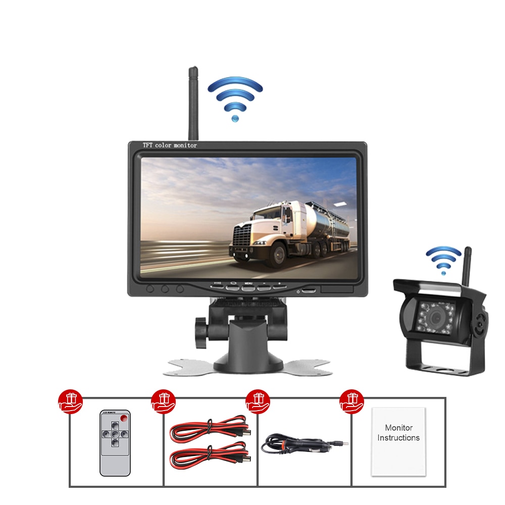 

7-дюймовый Wi-Fi автомобильный монитор, экран, камера заднего вида для грузовика, автобуса, автофургона, прицепа, экскаватора, изображение заднего вида, дисплей 12 В-24 В