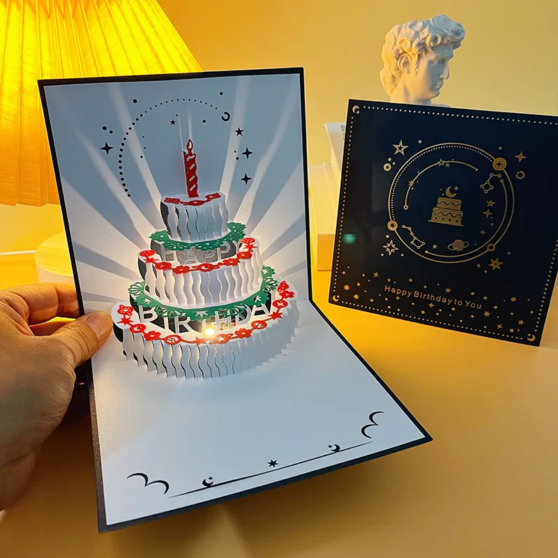 

Музыкальная светящаяся открытка 3D торт