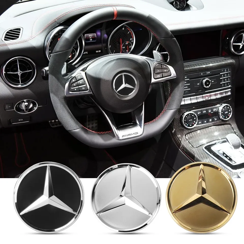 

52 мм 57 мм значок на руль автомобиля, сменное украшение для Mercedes Benz AMG A B S R G GLK GLA CLA GLB GLC C200 Class