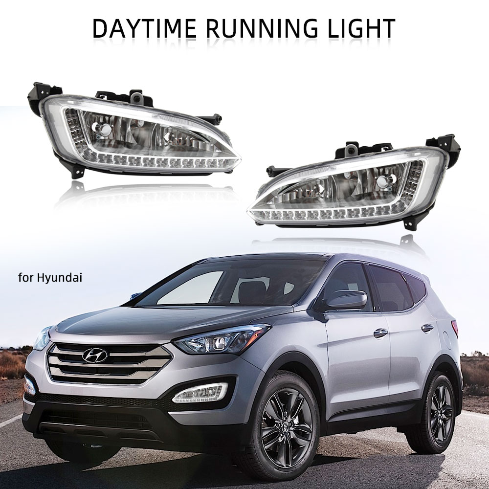 

Светодиодные фары DRL для Hyundai Santa Fe IX45 2013 2014 2015, противотуманные фары, противотуманные фары, дневные ходовые огни, противотуманные фары